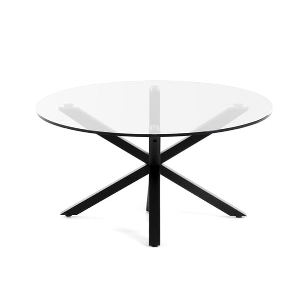 Črna okrogla mizica s stekleno mizno ploščo ø 82 cm Argo – Kave Home
