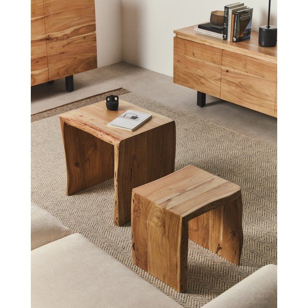 Stranski mizici v kompletu 2 ks iz masivne akacije 40x50 cm Lomiri – Kave Home-image-1