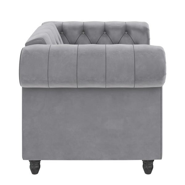 Svetlo siv žameten Chesterfield fotelj Felix – Støraa-image-3