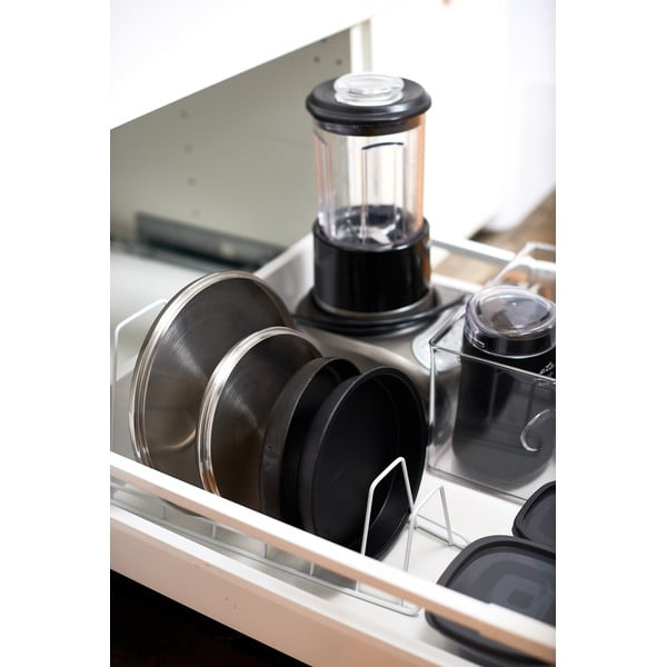 Bela nastavljiva polica za pokrove in ponve YAMAZAKI Tower-image-4