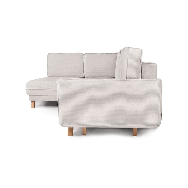 Bež raztegljiva kotna sedežna garnitura iz rebrastega žameta (levi kot) Tori – Bonami Selection-image-3