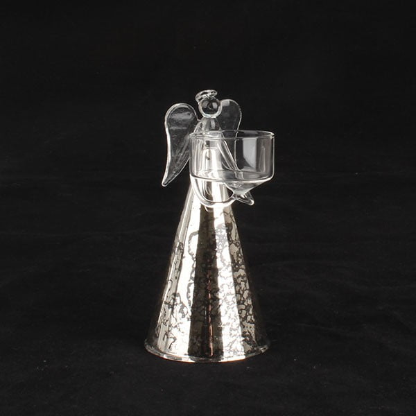 Stekleni svečnik z angelom Daklsom, višina 15 cm