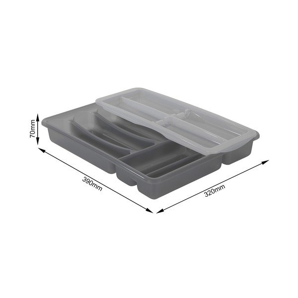 Siv plastični organizator za predal 39 x 32 cm Basic Plus - Rotho-image-1