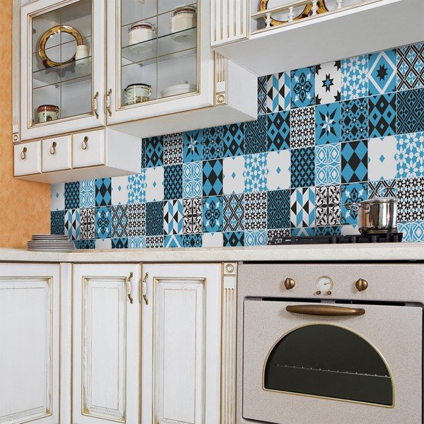Komplet 30 stenskih nalepk Ambiance Azulejos Talia, 15 x 15 cm-image-3