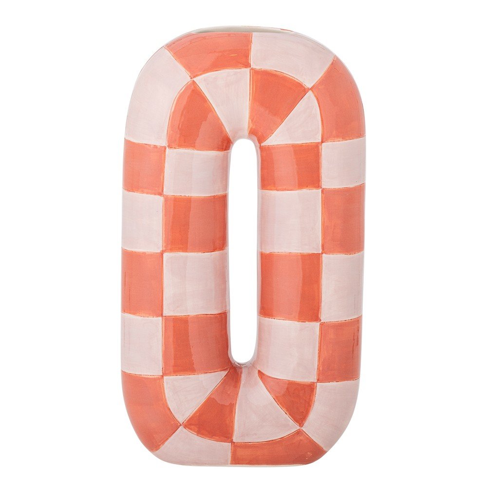 Rožnato-oranžna/kremno bela keramična ročno poslikana vaza (višina 32 cm) Mae