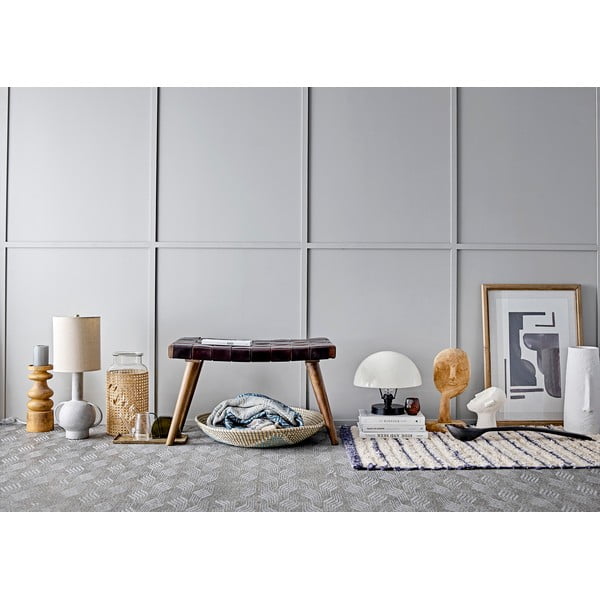 Sivo-modra odeja Bloomingville Ornamenti, 160 x 130 cm-image-1