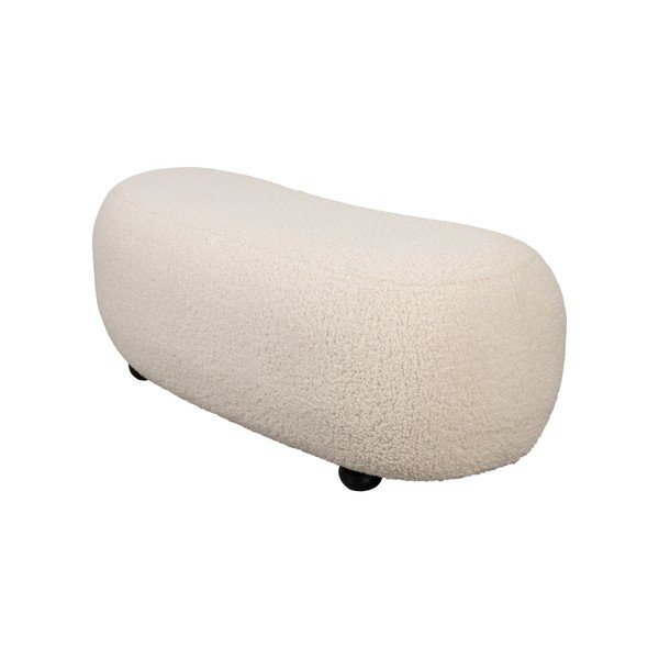 Kremno bela oblazinjena klop iz tkanine bouclé Noxx – White Label-image-3
