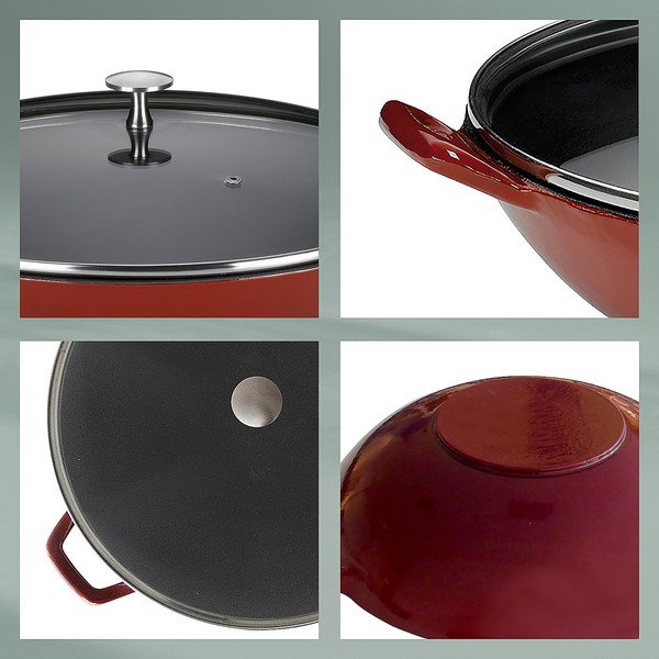 Rdeča litoželezna WOK ponev Kela Calido, ø 36 cm-image-3