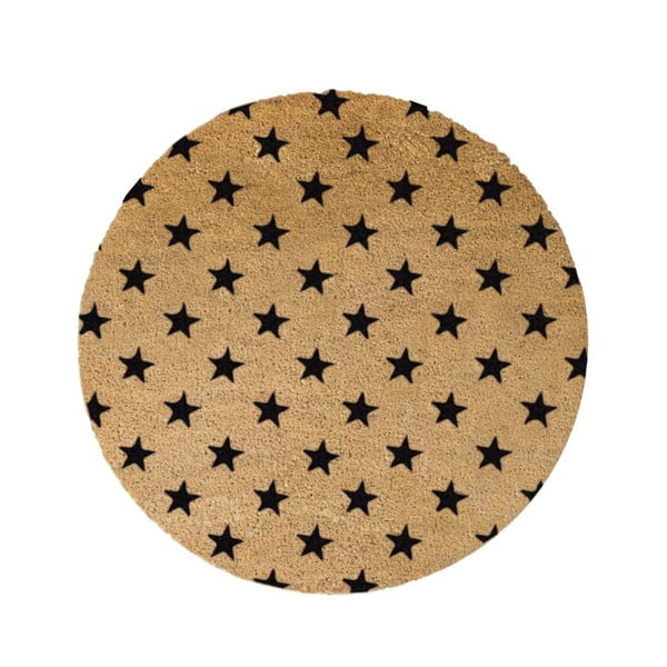 Okrogel predpražnik iz naravnih kokosovih vlaken Artsy Doormats Stars, ⌀ 70 cm