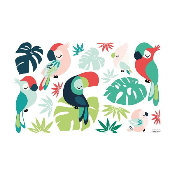 Nalepke 64x40 cm Monstera Toucan Perroquets – Lilipinso