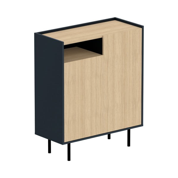 Črna/naravna omarica za čevlje v hrastovem dekorju Sienna – TemaHome