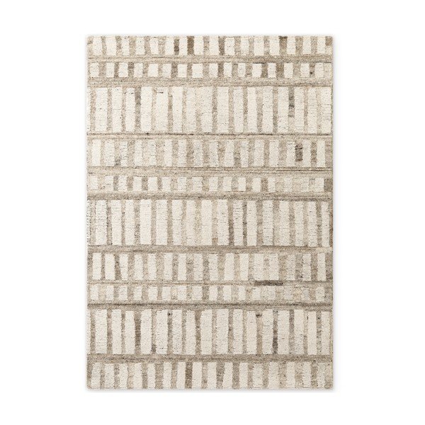 Kremno bela ročno tkana volnena preproga 80x150 cm Boho 1.0 Linara – Vikosa