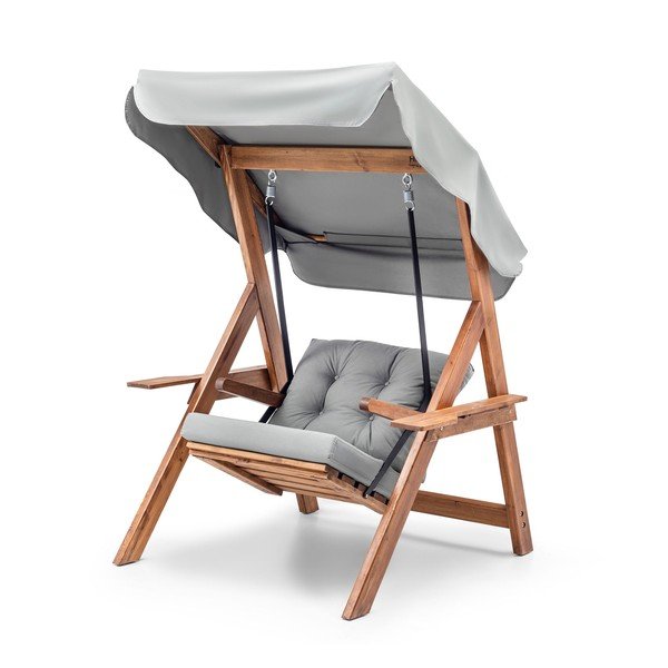 Siva vrtna gugalnica iz masivnega lesa Galata – Floriane Garden-image-3