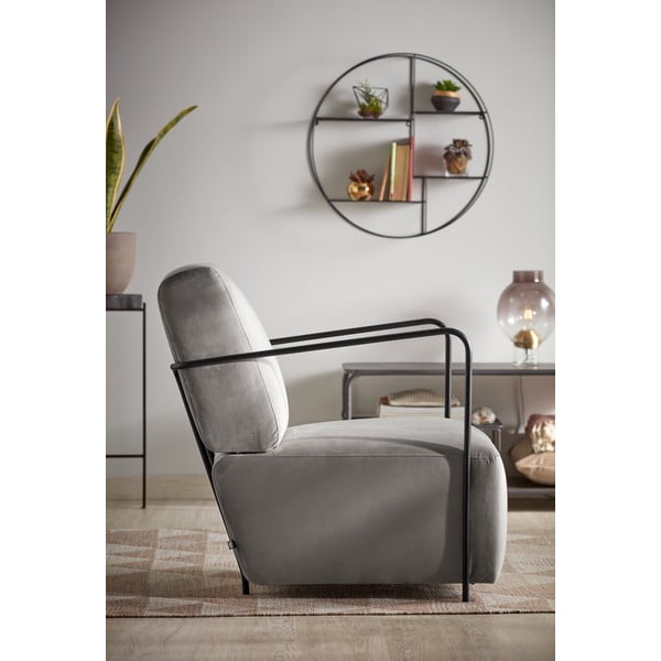 Siv žametni fotelj Kave Home Gamer-image-1