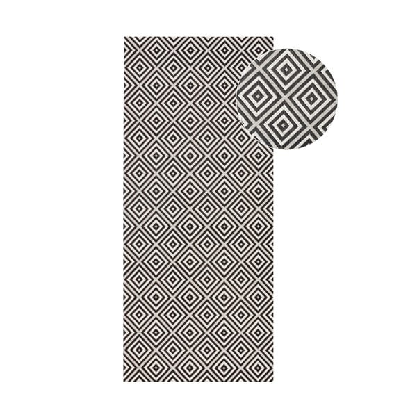Črno-bela zunanja preproga NORTHRUGS Karo, 80 x 200 cm