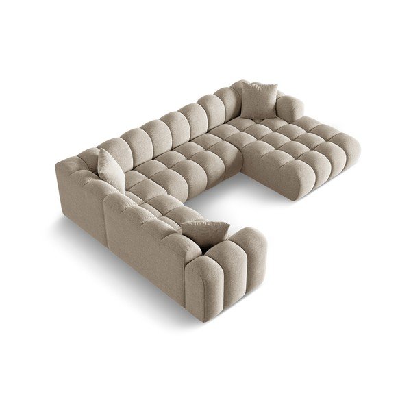 Svetlo rjava kotna sedežna garnitura iz šenilje (levi kot/v obliki črke "U") Treno – Cosmopolitan Design-image-2