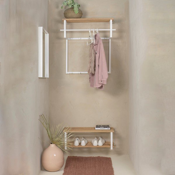 Bel/v naravni barvi kovinski stenski obešalnik s polico 76 cm Rizzoli – Spinder Design-image-3