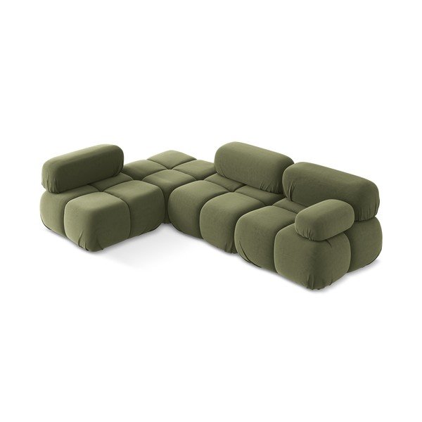 Svetlo zelena žametna kotna sedežna garnitura (levi kot) Lokua – Makamii-image-2