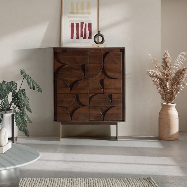 Rjava omarica iz masivnega manga 90x120x40 cm Trisha – MOME-image-1