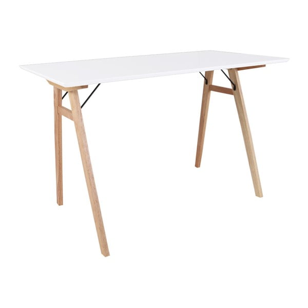 Bela pisalna miza z rjavimi nogami House Nordic Vojens Desk, dolžina 120 cm