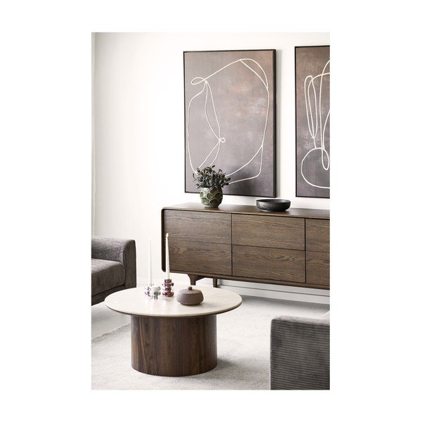 Temno rjava komoda v hrastovem dekorju 180x75x45 cm Darwin – House Nordic-image-2