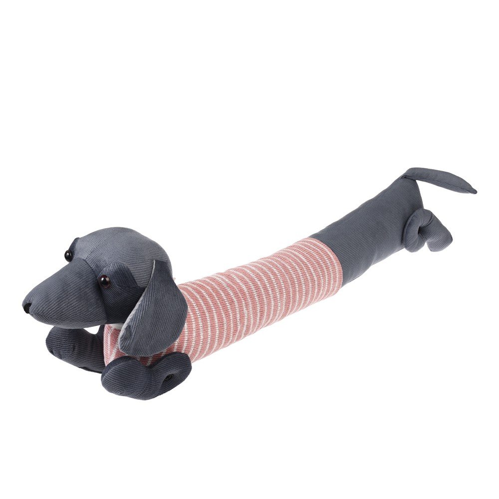 Rožnato-siva zaščita za vrata proti prepihu 17x76 cm Sausage Dog