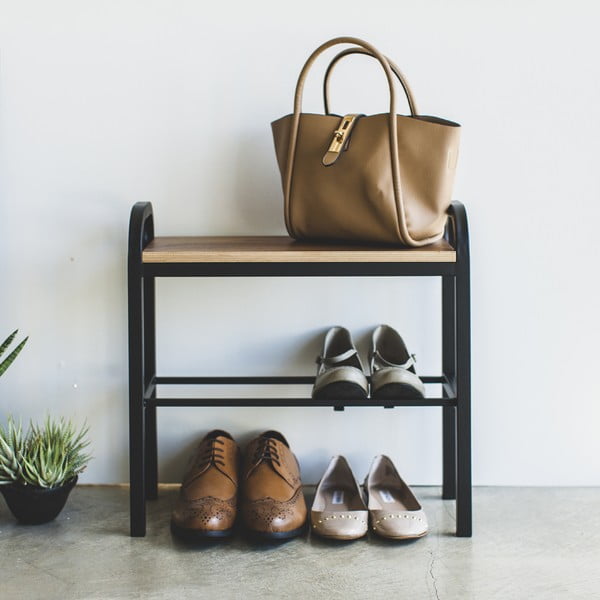 Črno/naravno kovinsko stojalo za čevlje Tower – YAMAZAKI-image-1