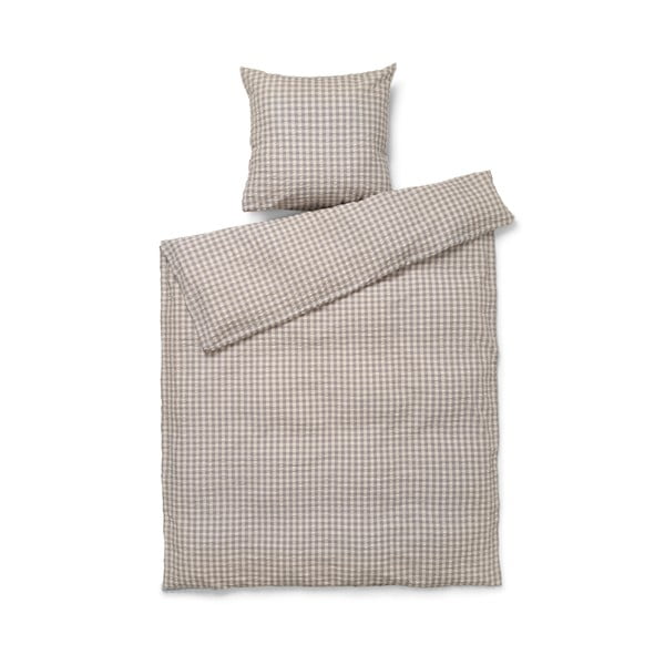 Siva/bež podaljšana posteljnina iz krepa 140x220 cm Bæk&Bølge – JUNA