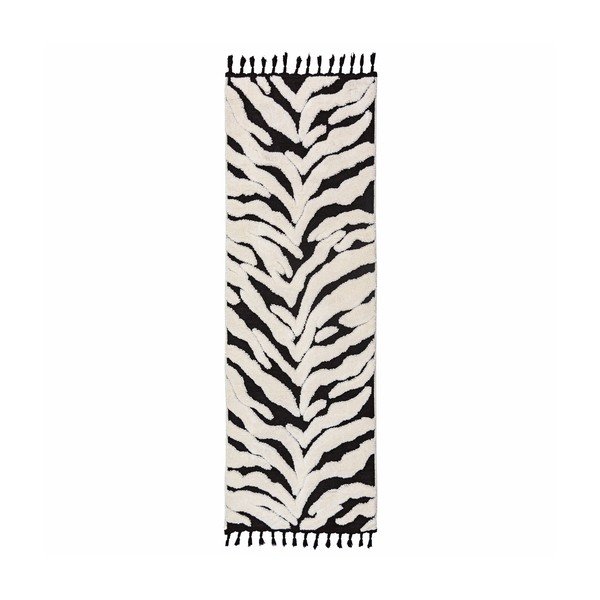 Črno-bel tekač 80x300 cm Esra Zebra – Flair Rugs