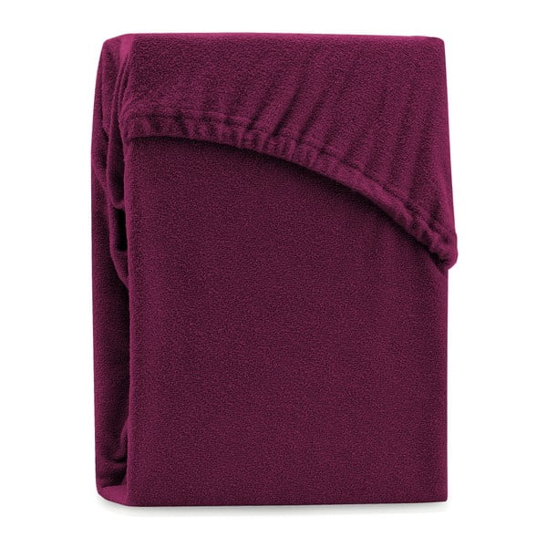 AmeliaHome Ruby Siesta temno bordo elastična rjuha za zakonsko posteljo, 200/220 x 200 cm