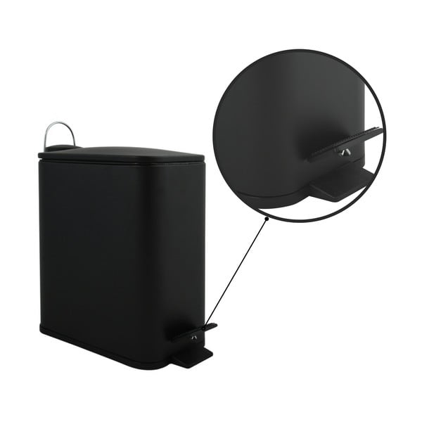 Mat črn jeklen koš za smeti s pedalom 5 l Erik – Spirella-image-2