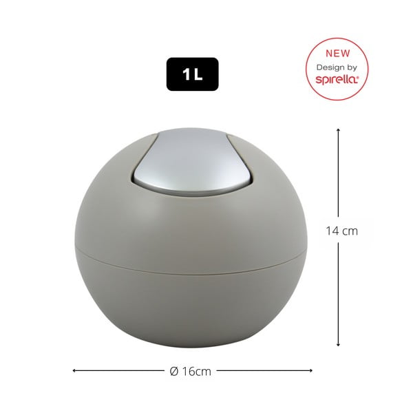 Sivorjav plastičen koš za smeti 1 l Bowl Matt – Spirella-image-2