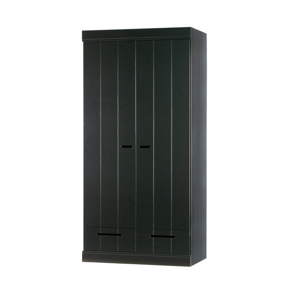 Črna garderobna omara s konstrukcijo iz borovega lesa WOOOD Connect, širina 94 cm-image-3