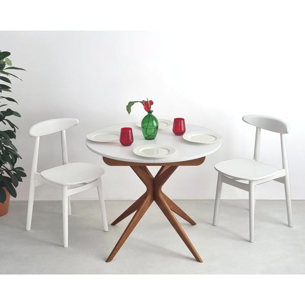 Okrogla raztegljiva jedilna miza z dodatno ploščo ø 90 cm Jubi – Ragaba-image-3