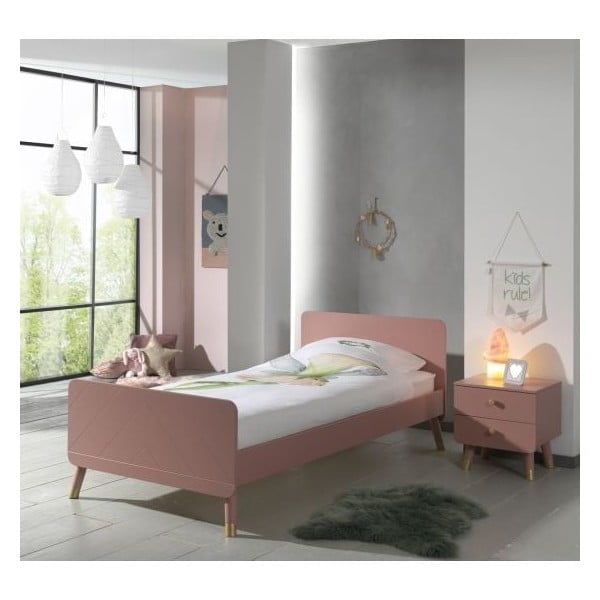 Rožnata otroška nočna omarica iz borovega lesa Vipack Billy-image-1