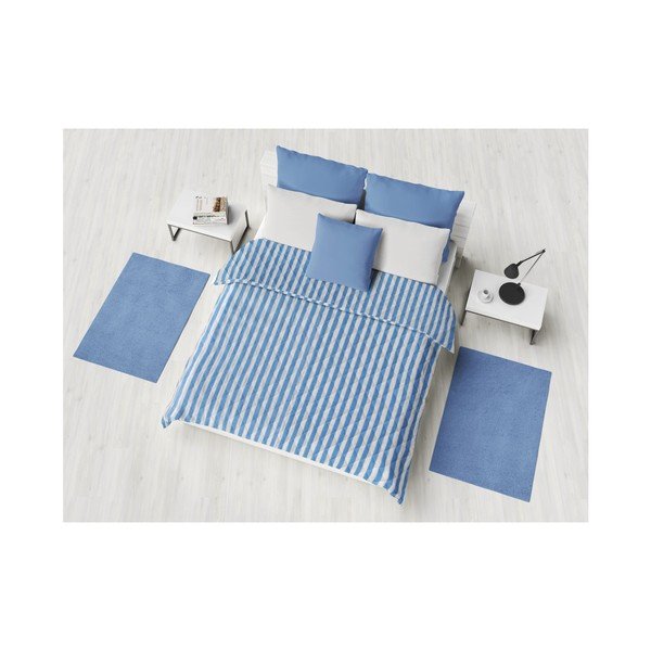 Modro-belo črtasto prešito posteljno pregrinjalo Stripes, 160 x 230 cm-image-1