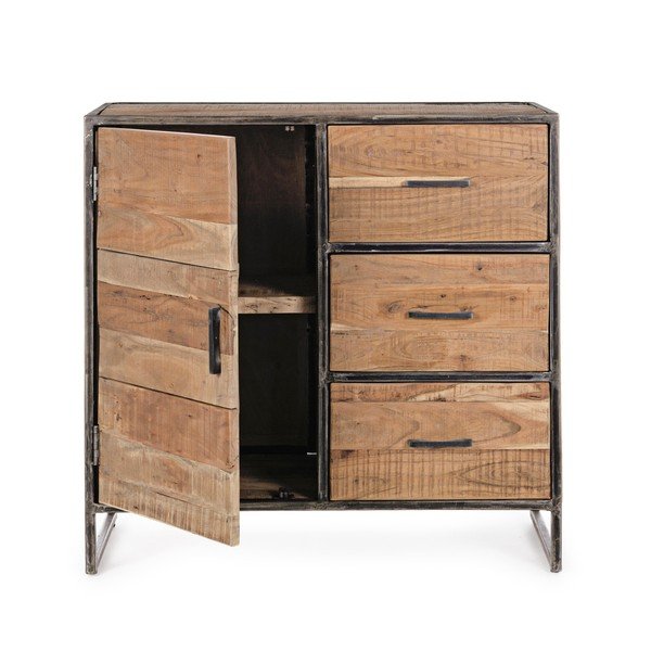 Komoda iz masivne akacije v naravni barvi 90x90x40 cm Elmer – Bizzotto-image-3
