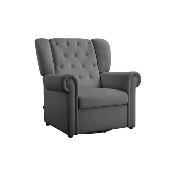 Siv žameten gugalni chesterfield fotelj Lillyse – Støraa