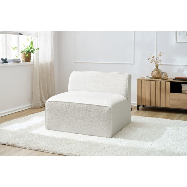 Bel modul za sedežno garnituro iz tkanine bouclé (sredinski modul) Megeve – Bobochic Paris-image-1