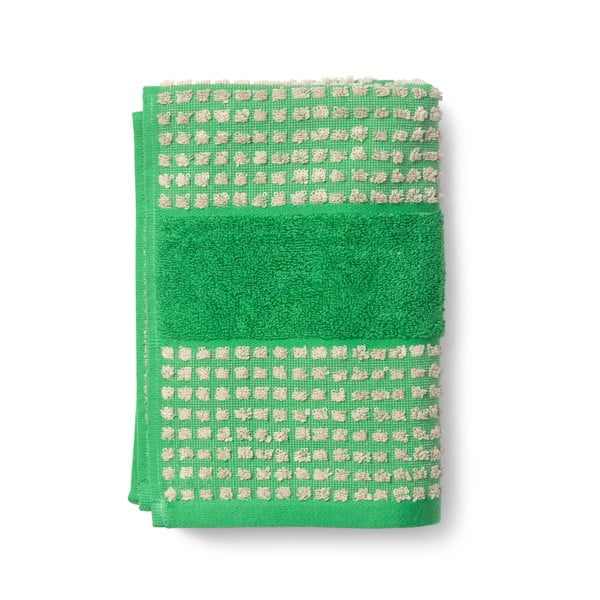 Zelena/bež brisača iz organskega bombaža 70x140 cm Check – JUNA