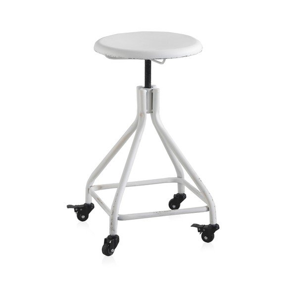 Bel kovinski stolček na kolesih z nastavljivo višino Geese Industrial Style-image-2