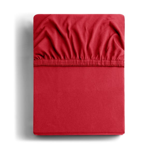 Rdeča elastična rjuha iz mikrovlaken DecoKing Amber Collection, 180/200 x 200 cm