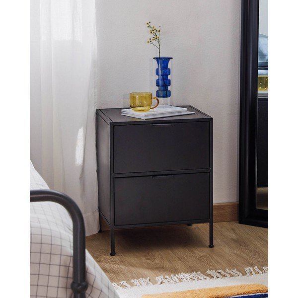 Črna jeklena nočna omarica Shantay – Kave Home-image-1