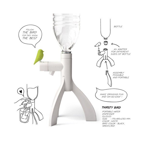 Držalo za vodo Thirsty Bird, zeleno