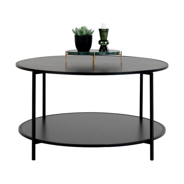Črna okrogla mizica s črno mizno ploščo ø 80 cm Vita – House Nordic-image-2