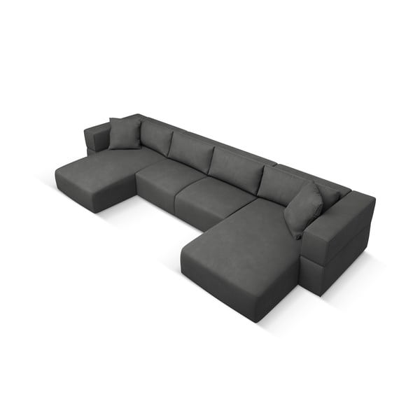 Temno siva kotna sedežna garnitura (v obliki črke "U") Esther – Milo Casa-image-2