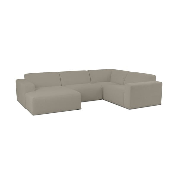 Svetlo rjava kotna sedežna garnitura iz tkanine bouclé (v obliki črke "U") Roxy – Scandic-image-1