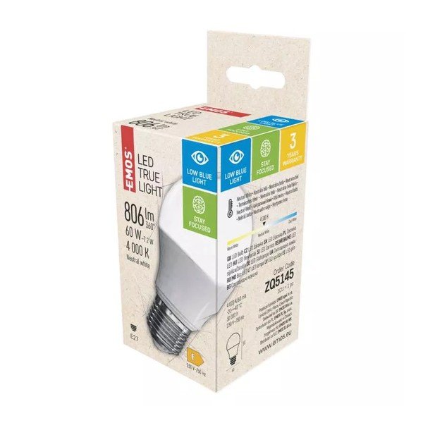 Nevtralna LED žarnica z žarnico E27, 7 W – EMOS-image-1