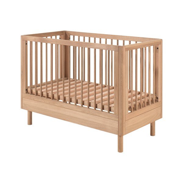 Otroška posteljica iz masivnega hrasta z nastavljivo višino 60x120 cm v naravni barvi Forrest – Vipack-image-4