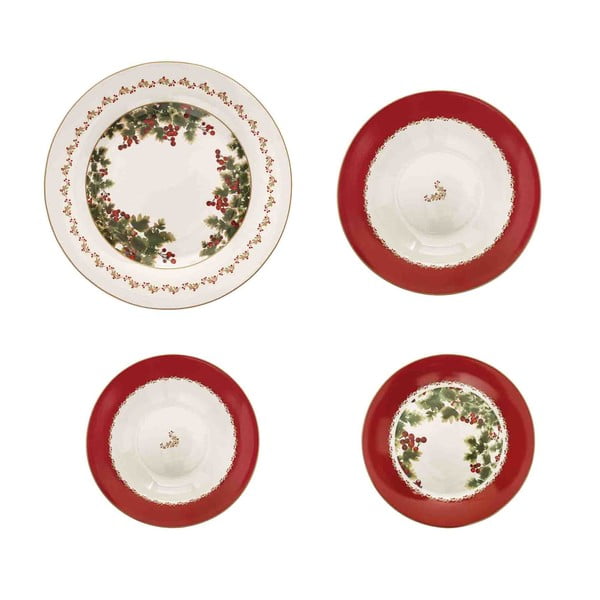 18-delni porcelanast jedilni set z božičnim motivom Brandani Le Bacche
